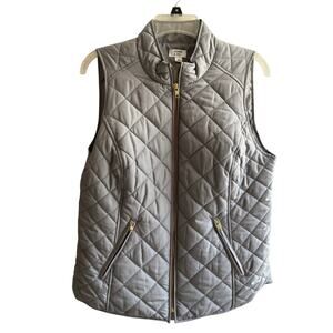 Crown and Ivy Medium Puffer Vest Gray Quilted Spring Fall Winter Sz M EUC